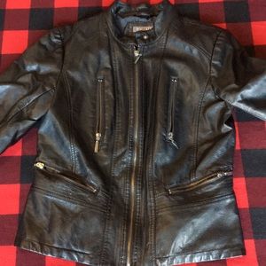Roz & Ali Faux Leather Jacket in Black